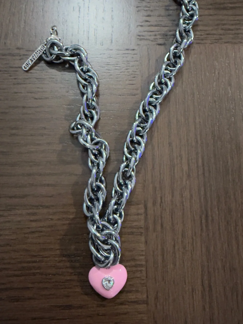 9th Avenue Silver Necklace with Pink Heart Charm